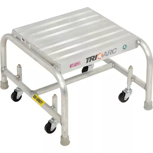 1-step-mobile-aluminum-step-stand-w-solid-ribbed-top-step-16-w-platform-wlar0011 1 Step Mobile Aluminum Step Stand w/ Solid Ribbed Top Step & 16"W Platform - WLAR001164