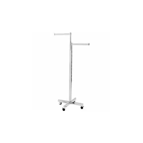 2-way-heavy-duty-straight-arms-w-x-style-base-k21x-rolling-rack-rectangular-tubi 2-Way Heavy Duty Straight Arms w/ "X" Style Base (K21X) Rolling Rack - Rectangular Tubing - Chrome