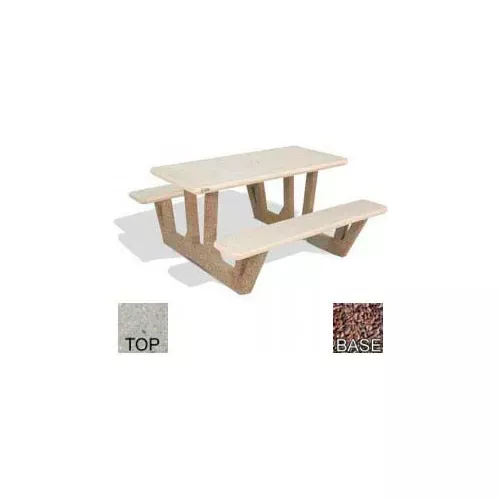 38-rectangular-picnic-table-concrete-tan-top-red-frame 38" Rectangular Picnic Table, Concrete, Tan Top/Red Frame
