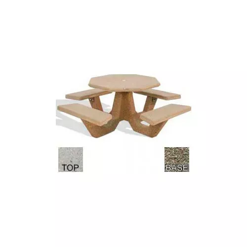40-octagon-picnic-table-concrete-tan-top-gray-frame 40" Octagon Picnic Table, Concrete, Tan Top/Gray Frame