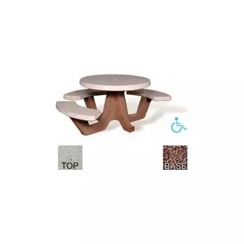 42-round-picnic-table-ada-compliant-concrete-tan-top-red-frame 42" Round Picnic Table, ADA Compliant, Concrete, Tan Top/Red Frame