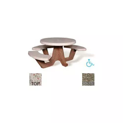 42-round-picnic-table-ada-compliant-concrete-white-top-gray-frame 42" Round Picnic Table, ADA Compliant, Concrete, White Top/Gray Frame