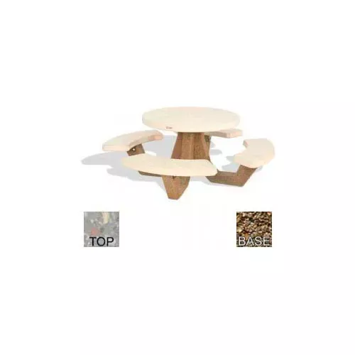 42-round-picnic-table-concrete-gray-top-tan-frame 42" Round Picnic Table, Concrete, Gray Top/Tan Frame