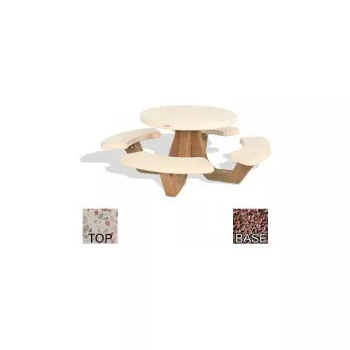 42-round-picnic-table-concrete-white-top-red-frame 42" Round Picnic Table, Concrete, White Top/Red Frame