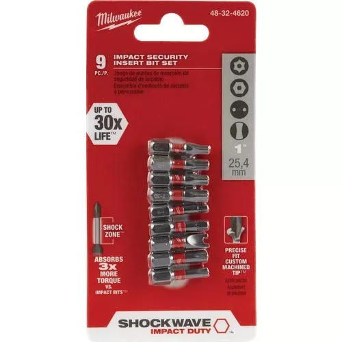 48-32-4620-milwaukee-shockwave-9-piece-security-insert-impact-screwdriver-bit-se 48-32-4620 Milwaukee Shockwave 9-Piece Security Insert Impact Screwdriver Bit Set