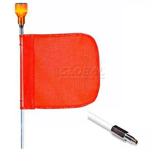 5-heavy-duty-standard-threaded-hex-base-warning-whip-w-lighting-capability-12x11 5' Heavy Duty Standard Threaded Hex Base Warning Whip w/ Lighting Capability, 12x11" Orange Flag