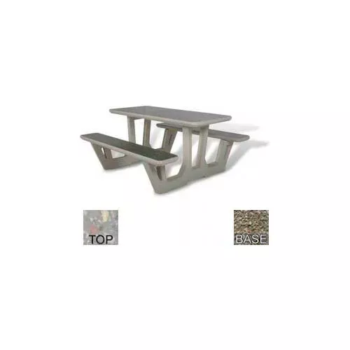 58-rectangular-picnic-table-concrete-gray 58" Rectangular Picnic Table, Concrete, Gray