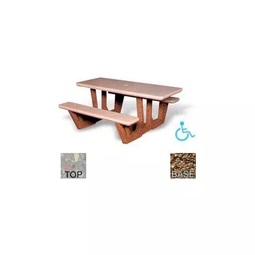 68-rectangular-picnic-table-concrete-ada-compliant-gray-top-tan-frame 68" Rectangular Picnic Table, Concrete, ADA Compliant, Gray Top/Tan Frame