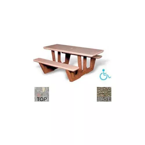 68" Rectangular Picnic Table, Concrete, ADA Compliant, Gray