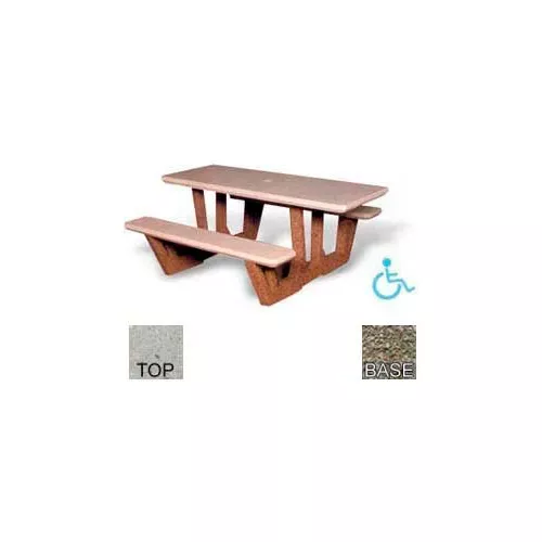68-rectangular-picnic-table-concrete-ada-compliant-tan-top-gray-frame 68" Rectangular Picnic Table, Concrete, ADA Compliant, Tan Top/Gray Frame