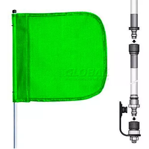 8-heavy-duty-split-pole-warning-whip-w-o-light-12-x11-green-rectangle-flag 8' Heavy Duty Split Pole Warning Whip w/o Light, 12"x11" Green Rectangle Flag