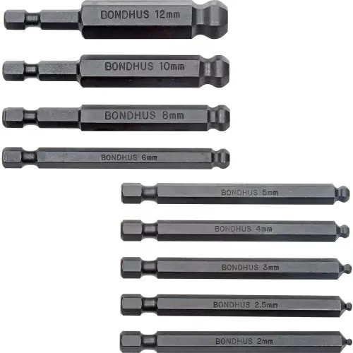bondhus-10899-set-9-balldriver-power-bits-2-12mm Bondhus 10899 Set 9 Balldriver Power Bits 2-12mm
