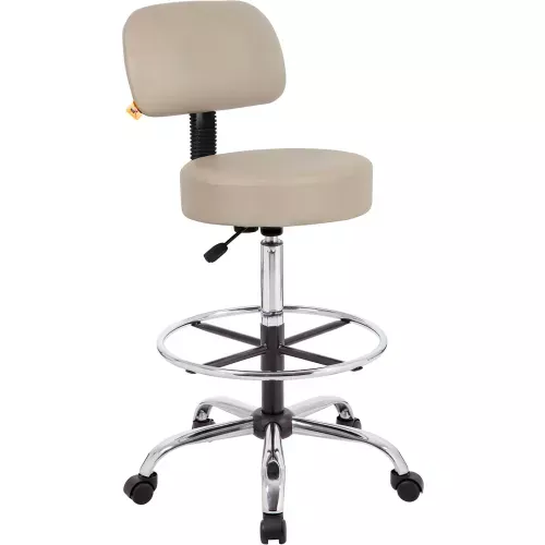boss-medical-stool-with-backrest-footring-vinyl-beige Boss Medical Stool with Backrest and Footring - Vinyl - Beige