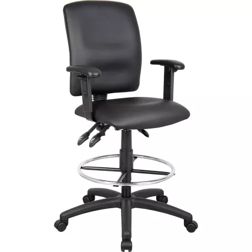 boss-multifunction-drafting-stool-with-adjustable-arms-leather-black Boss Multifunction Drafting Stool with Adjustable Arms - Leather - Black
