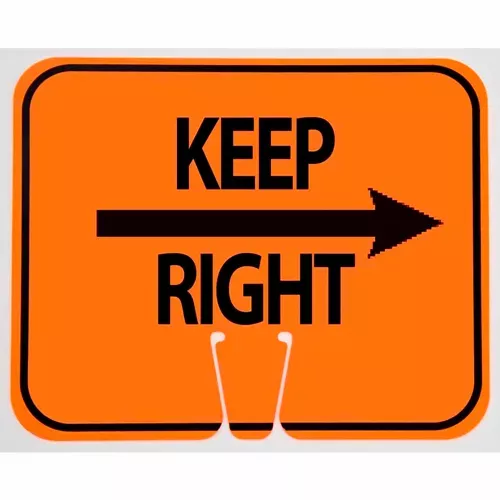 cone-sign-keep-right-black-on-orange-w-arrow-pkg-qty-5 Cone Sign- Keep Right, Black On Orange W/ Arrow - Pkg Qty 5