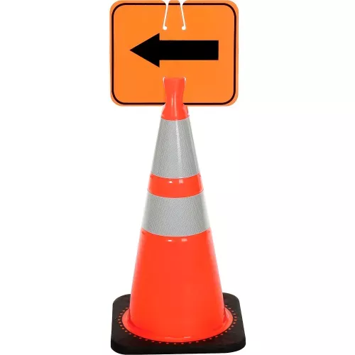 cone-sign-reversible-arrow-black-on-orange Cone Sign - Reversible Arrow - Black on Orange