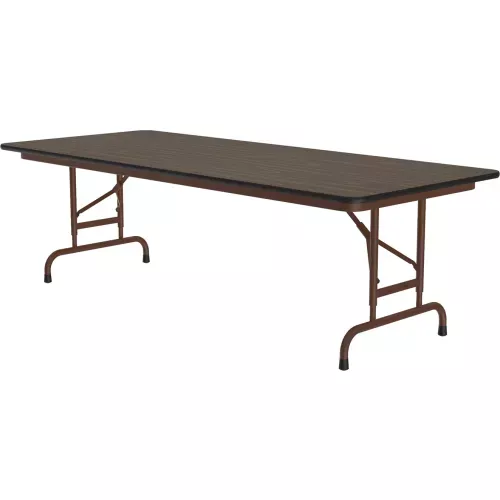 correll-adjustable-height-laminate-folding-table-30-x-96-walnut Correll Adjustable Height Laminate Folding Table, 30" x 96", Walnut