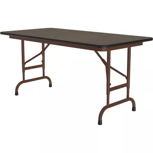 correll-adjustable-height-melamine-folding-table-24-x-48-walnut Correll Adjustable Height Melamine Folding Table, 24" x 48", Walnut