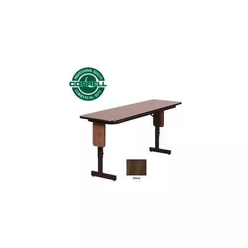 correll-folding-seminar-table-adjustable-height-18-x-72-walnut Correll Folding Seminar Table - Adjustable Height - 18"x 72" Walnut