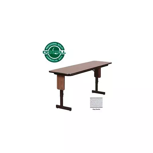 correll-folding-seminar-table-adjustable-height-18-x72-gray-granite Correll Folding Seminar Table - Adjustable Height - 18"x72" Gray Granite