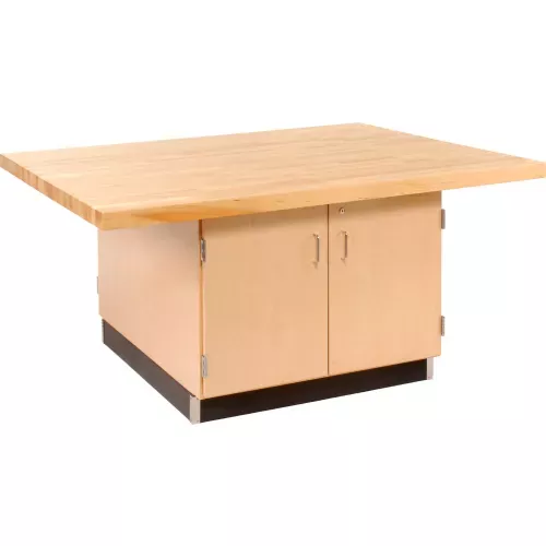 diversified-spaces-4-station-workbench-2-cabinets-64-w-x-54-d-tan Diversified Spaces 4 Station Workbench, 2 Cabinets, 64"W x 54"D, Tan