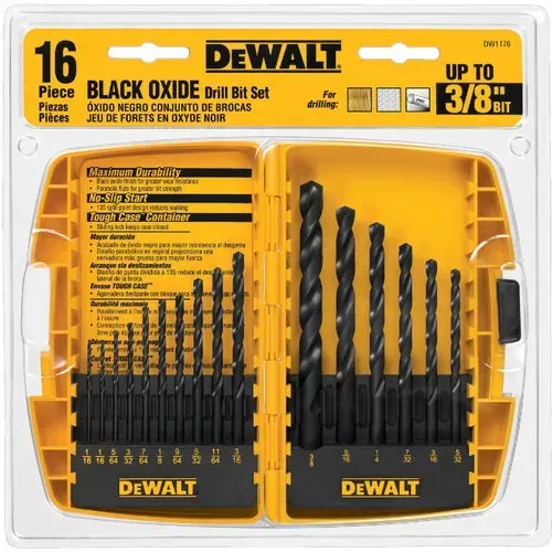 dw1176-dewalt-16-piece-black-oxide-drill-bit-set DW1176 DeWalt 16-Piece Black Oxide Drill Bit Set