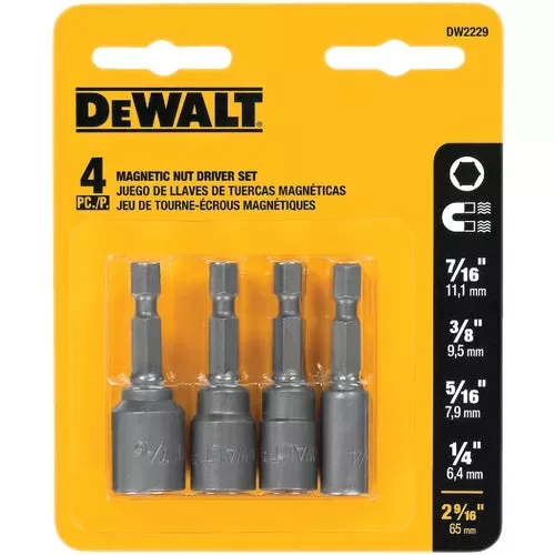 dw2229-dewalt-4-piece-magnetic-nutdriver-bit-set DW2229 DeWalt 4-Piece Magnetic Nutdriver Bit Set