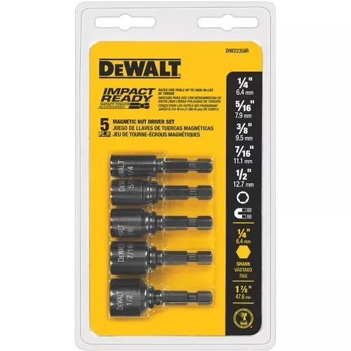 dw2235irg-dewalt-impact-ready-5-piece-magnetic-nutdriver-bit-set DW2235IRG DeWalt Impact Ready 5-Piece Magnetic Nutdriver Bit Set