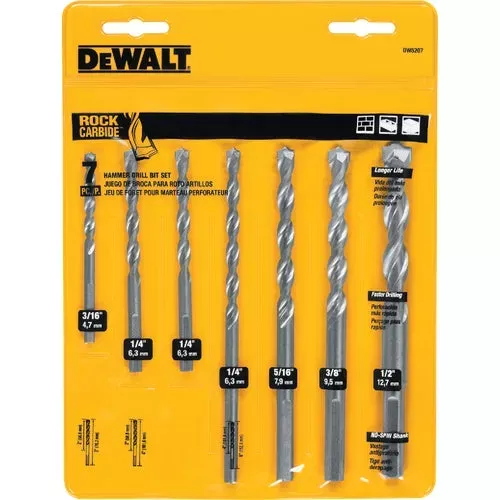 dw5207-dewalt-7-piece-percussion-masonry-drill-bit-set DW5207 DeWalt 7-Piece Percussion Masonry Drill Bit Set