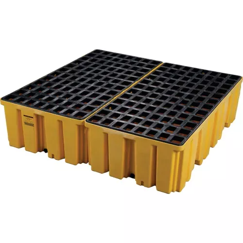 eagle-1640-4-drum-spill-containment-pallet-yellow-with-drain Eagle 1640 4 Drum Spill Containment Pallet - Yellow with Drain