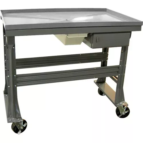 equipto-teardown-bench-fluid-container-drawer-60-w-x-30-d-office-gray Equipto Teardown Bench, Fluid Container, Drawer, 60"W x 30"D, Office Gray