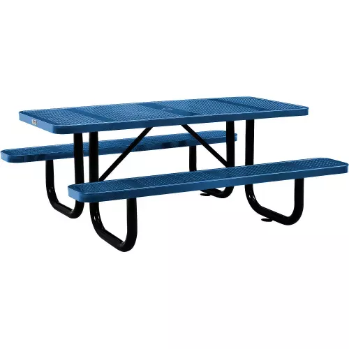 global-industrial-6-rectangular-picnic-table-perforated-metal-blue Global Industrial 6' Rectangular Picnic Table, Perforated Metal, Blue