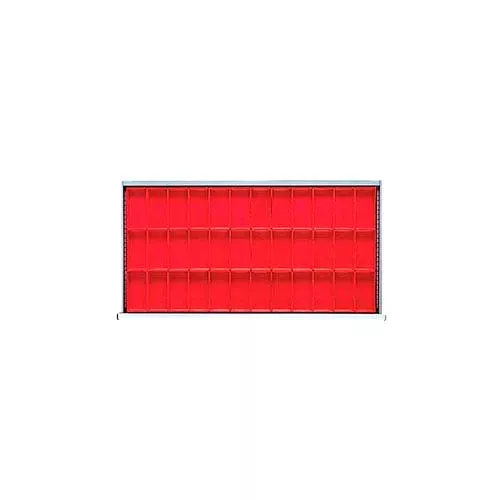 HS Drawer Layout, 36 Plastic Boxes 2" H