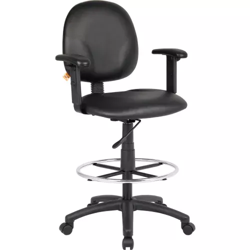 interion-drafting-stool-with-arms-footring-vinyl-black Interion Drafting Stool with Arms and Footring - Vinyl - Black