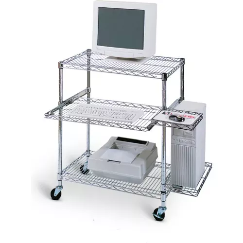luxor-chrome-wire-mobile-computer-workstation-29-1-2-w-x-18-d-x-42-h Luxor Chrome Wire Mobile Computer Workstation, 29-1/2"W x 18"D x 42"H
