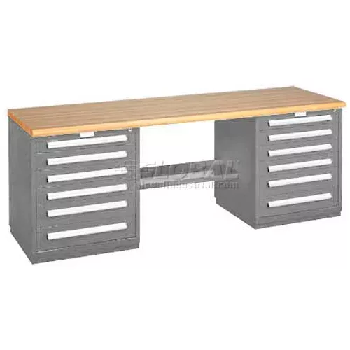 modular-drawer-bench-8-two-modular-cabinets-dove-gray Modular Drawer Bench - 8' -Two Modular Cabinets, Dove Gray