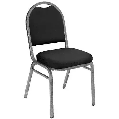 nps-banquet-stacking-chair-2-fabric-seat-dome-back-black-seat-with-silver-frame NPS Banquet Stacking Chair - 2" Fabric Seat - Dome Back - Black Seat with Silver Frame