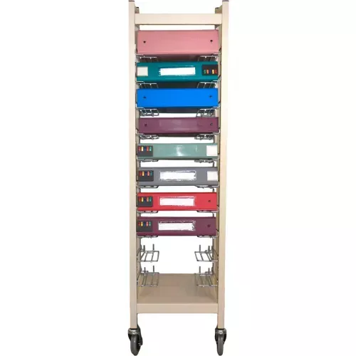 Omnimed Standard Horizontal Open Chart Rack, 10 Binder Capacity, Beige