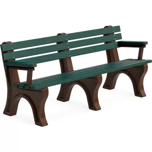 polly-products-econo-mizer-6-backed-bench-w-arms-green-bench-brown-frame Polly Products Econo Mizer 6' Backed Bench w/ Arms, Green Bench/Brown Frame