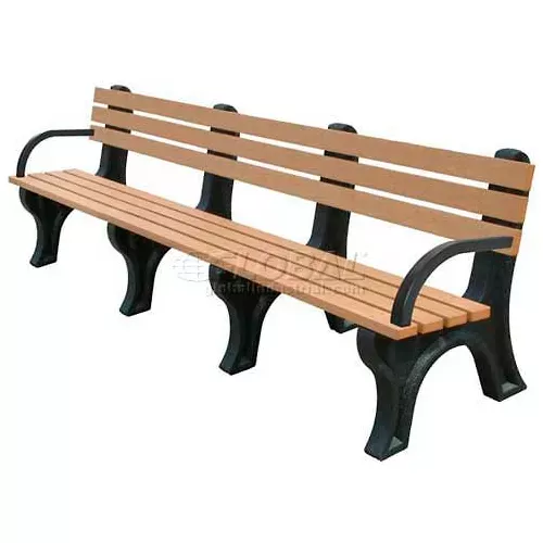 polly-products-econo-mizer-8-backed-bench-w-arms-cedar-bench-brown-frame Polly Products Econo Mizer 8' Backed Bench w/ Arms, Cedar Bench/Brown Frame