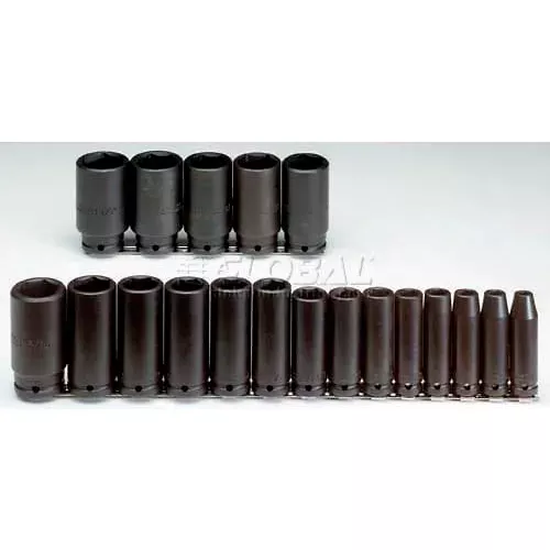 Proto J74116 1/2" Drive 19 Piece Deep Impact Socket Set - 6 Point