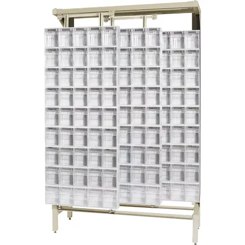 quantum-gondola-free-standing-slider-system-with-180-tip-out-bins-white Quantum Gondola Free Standing Slider System with 180 Tip Out Bins, White