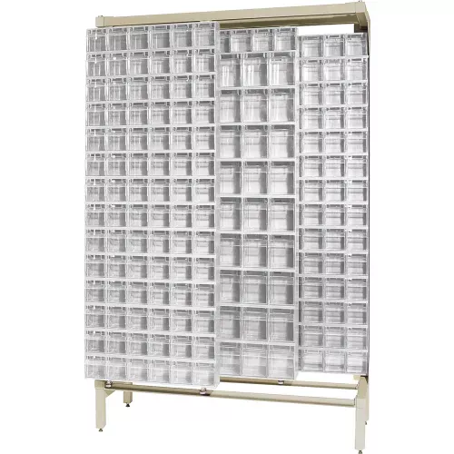 quantum-gondola-free-standing-slider-system-with-303-tip-out-bins-white Quantum Gondola Free Standing Slider System with 303 Tip Out Bins, White