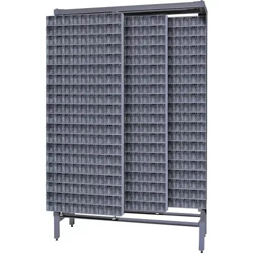 quantum-gondola-free-standing-slider-system-with-720-tip-out-bins-gray Quantum Gondola Free Standing Slider System with 720 Tip Out Bins, Gray