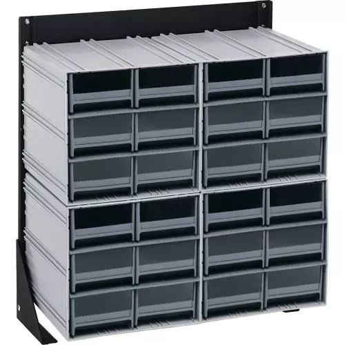 quantum-qic-124-64-24-h-single-sided-floor-stand-with-24-gray-drawer-interlockin Quantum QIC-124-64 24"H Single Sided Floor Stand with 24 Gray Drawer Interlocking Storage Cabinet