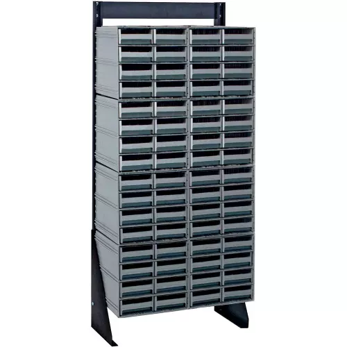 quantum-qic-148-83-48-h-single-sided-floor-stand-with-64-gray-drawer-interlockin Quantum QIC-148-83 48"H Single Sided Floor Stand with 64 Gray Drawer Interlocking Storage Cabinet