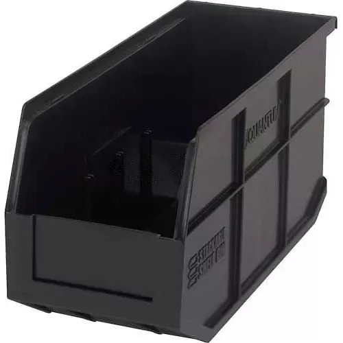 quantum-storage-plastic-stackable-shelf-bin-14-l-x-6-w-x-7-h-black-pkg-qty-12 Quantum Storage Plastic Stackable Shelf Bin, 14"L x 6"W x 7"H, Black - Pkg Qty 12