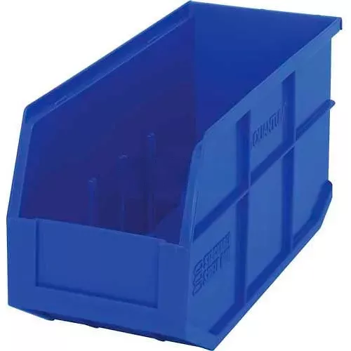 quantum-storage-plastic-stackable-shelf-bin-14-l-x-6-w-x-7-h-blue-pkg-qty-12 Quantum Storage Plastic Stackable Shelf Bin, 14"L x 6"W x 7"H, Blue - Pkg Qty 12