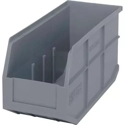 quantum-storage-plastic-stackable-shelf-bin-14-l-x-6-w-x-7-h-gray-pkg-qty-12 Quantum Storage Plastic Stackable Shelf Bin, 14"L x 6"W x 7"H, Gray - Pkg Qty 12