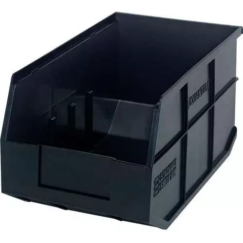 quantum-storage-plastic-stackable-shelf-bin-14-l-x-8-1-4-w-x-7-h-black-pkg-qty-1 Quantum Storage Plastic Stackable Shelf Bin, 14"L x 8-1/4"W x 7"H, Black - Pkg Qty 12